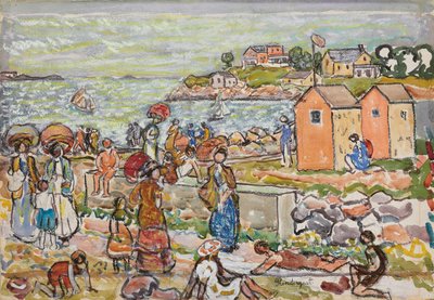 Banhistas e Carrinhos, c.1919 de Maurice Brazil Prendergast