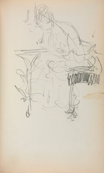 Caderno de desenho italiano: Costura de mulher sentada, página 153, 1898-1899. de Maurice Brazil Prendergast