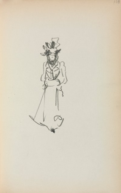 Caderno de desenho italiano: Mulher em pé, página 118, 1898-1899. de Maurice Brazil Prendergast