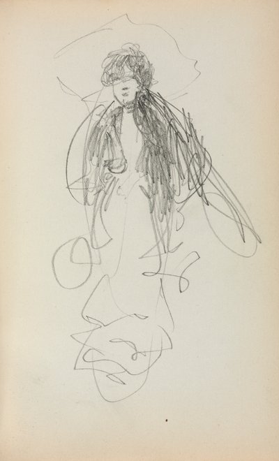 Caderno de desenho italiano: Mulher em pé, página 219, 1898-1899. de Maurice Brazil Prendergast