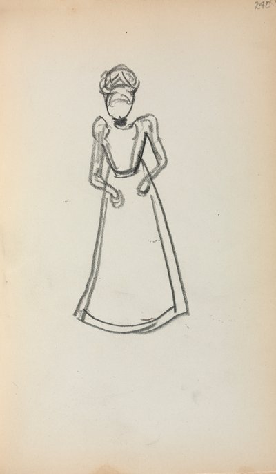 Caderno de desenho italiano: Mulher em pé, página 240, 1898-1899. de Maurice Brazil Prendergast