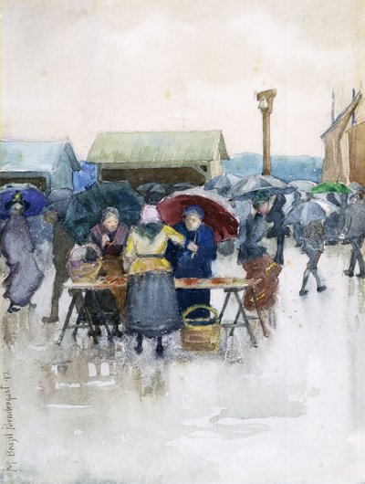 Dia chuvoso: o mercado de peixe, 1892 de Maurice Brazil Prendergast