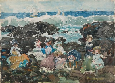 Surf, Cohasset, c.1900-5 (aguarela e grafite) de Maurice Brazil Prendergast