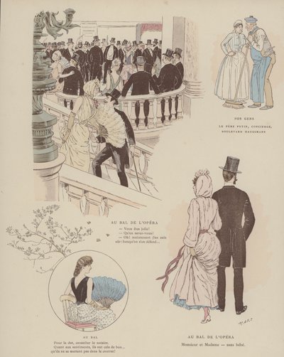 Ilustração para Paris Brillant (cor litho) de Maurice Charles Mathieu Bonvoisin
