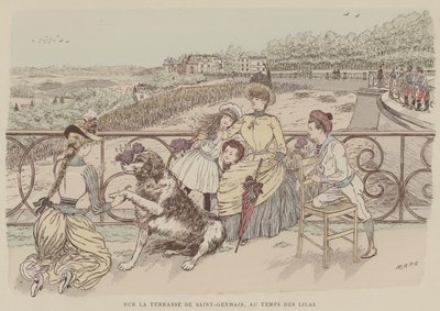 Ilustração para Paris Brillant (cor litho) de Maurice Charles Mathieu Bonvoisin