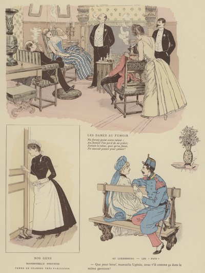 Ilustração para Paris Brillant (cor litho) de Maurice Charles Mathieu Bonvoisin