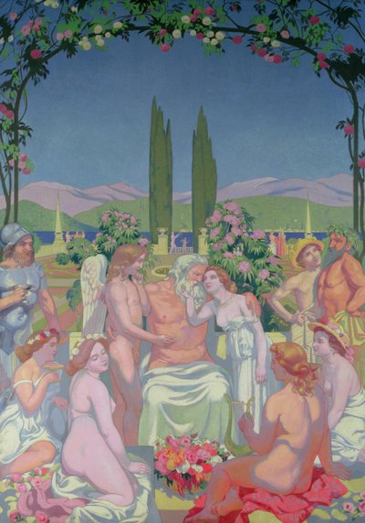 Na presença dos deuses, Júpiter concede imortalidade a Psique e comemora seu casamento com o Cupido, 1908 de Maurice Denis
