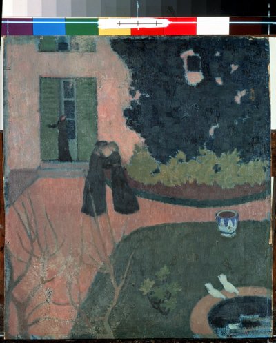 A visita. Pintura de Maurice Denis (1870-1943), por volta de 1892-1893. Tamanho: 37,5x33cm. Óleo sobre tela. Arte Nabis. Museu Hermitage, São Petersburgo de Maurice Denis