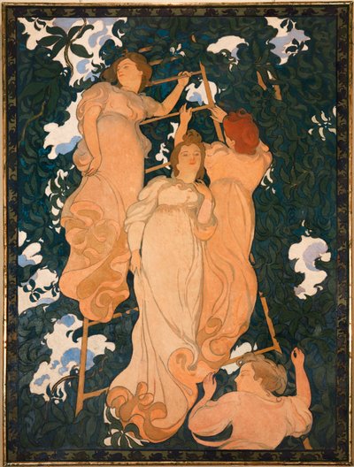 Escada nas folhas (pintura sobre cartão) de Maurice Denis