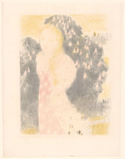 Garota na frente de um arbusto florido Les crépuscules ont une douceur (título no objeto) Representações de amor (título da série) Amour (título da série) de Maurice Denis