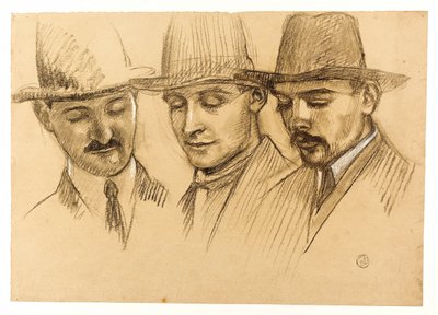 Retratos do padre Couturier, Charles Plessard e André Lecoutey. Estudo para a cúpula Dutuit: os três arquitectos da Escola Francesa de Roma de Maurice Denis
