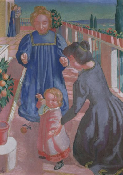Os primeiros passos no terraço em Fiesole, 1898 de Maurice Denis