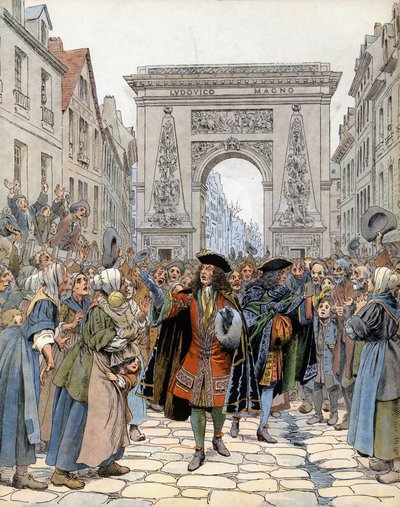 Na Porte Saint-Denis (Saint Denis) em Paris, o marechal de Boufflers (Louis Francois de Boufflers) de Maurice Leloir