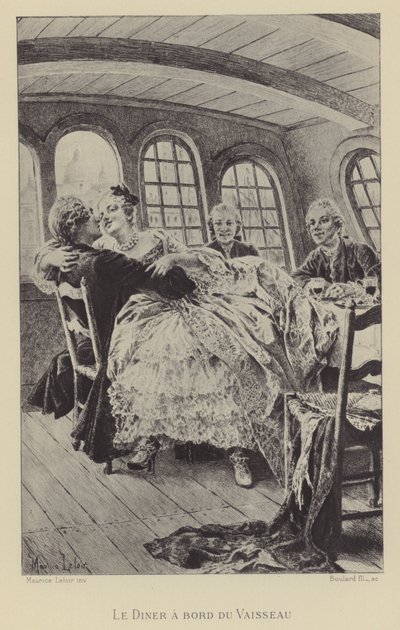 Jantar a bordo do navio (gravura) de Maurice Leloir