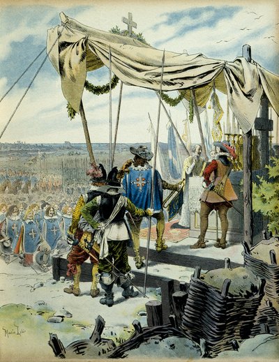 História da França: a sede de La Rochelle em 1627-1628. Cardeal Richelieu de Maurice Leloir