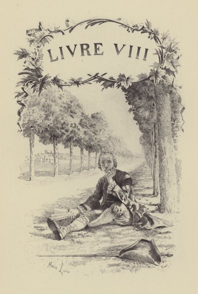 Ilustração para o Livro VIII de Les Confessions de Jean-Jacques Rousseau (gravura) de Maurice Leloir