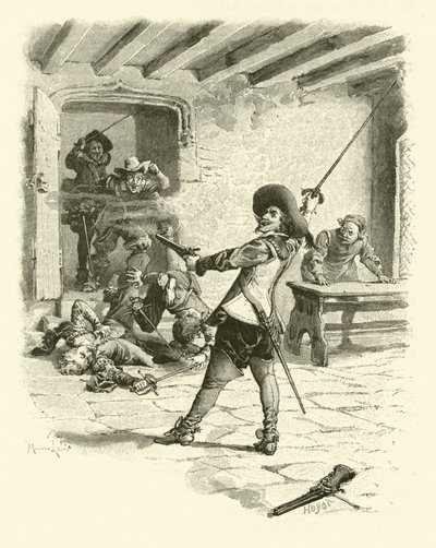 Ilustração para Os Três Mosqueteiros (gravura) de Maurice Leloir