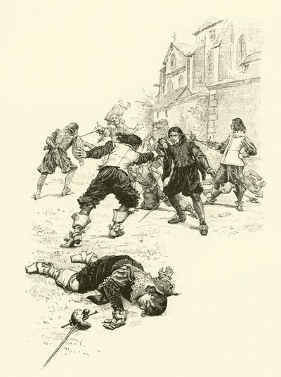 Ilustração para Os Três Mosqueteiros (gravura) de Maurice Leloir