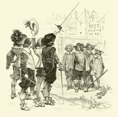 Ilustração para Os Três Mosqueteiros (gravura) de Maurice Leloir