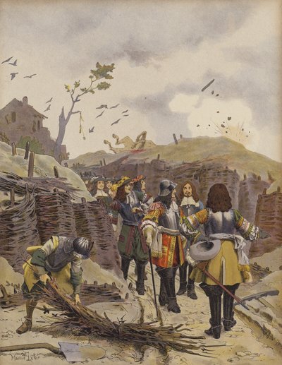 Rei Luís XIV visitando as trincheiras de Lille de Maurice Leloir