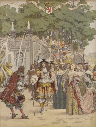 Nicolas Fouquet recebendo o rei Luís XIV em Vaux de Maurice Leloir