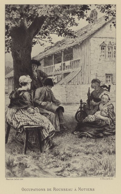 Ocupações de Rousseau em Motiers (gravura) de Maurice Leloir