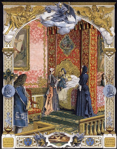 Apresentado pela sua governanta, Madame de Ventadour (Charlotte de la Mothe Houdancourt de Maurice Leloir