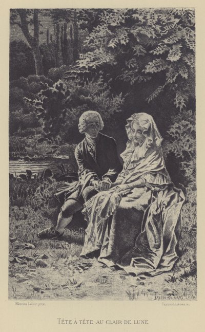 Tete-a-tete ao luar (gravura) de Maurice Leloir