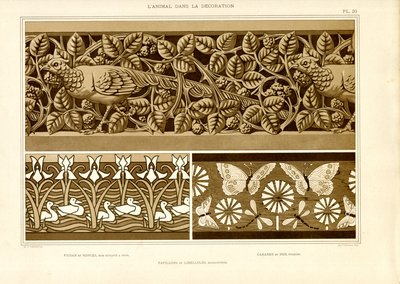 Frisos ornamentais com motivos animais (litografia) de Maurice Pillard Verneuil