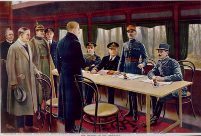 A assinatura do Armistício a 11 de Novembro de 1918 às 5 da manhã. de Maurice Pillard Verneuil