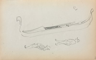 Sketchbook italiano: Gôndola e dois gondoleiros (página 14) de Maurice Prendergast