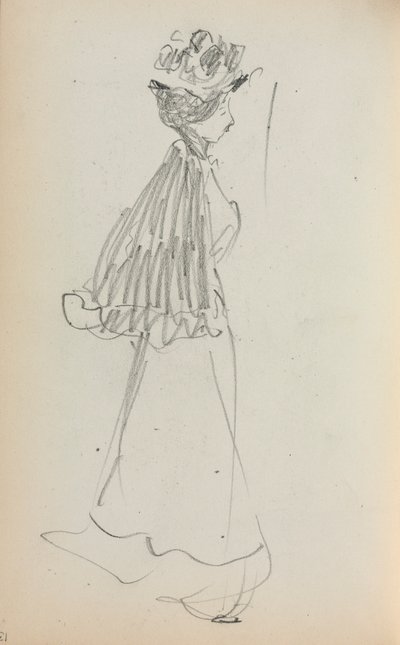 Caderno de esboços italiano: Mulher de pé, de perfil (página 130) de Maurice Prendergast
