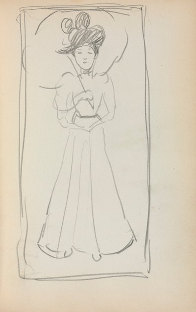 Caderno de esboços italiano: Mulher de pé com guarda-sol (página 233) de Maurice Prendergast