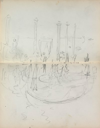 Sketchbook italiano: Vista do porto de Veneza (páginas 37 e 38) de Maurice Prendergast