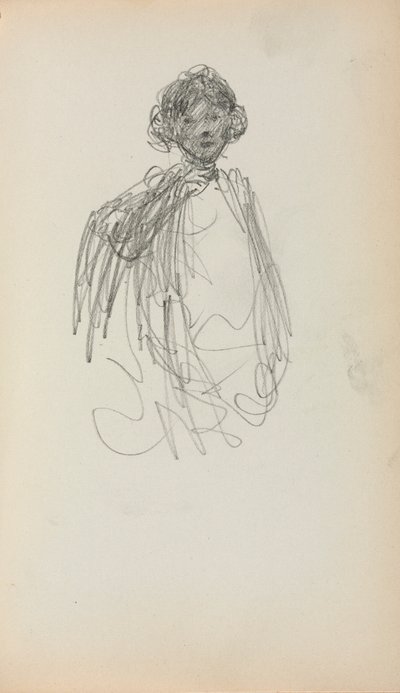 Caderno de esboços italiano: Mulher, comprimento da cintura (página 217) de Maurice Prendergast