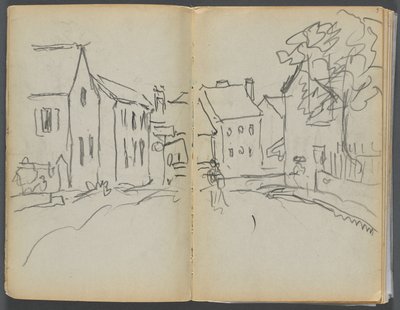 Sketchbook- The Granite Shore Hotel, Rockport, página 004  5: Cena de rua de Maurice Prendergast