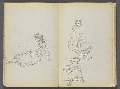 Sketchbook- The Granite Shore Hotel, Rockport, páginas 048 e 49: Figuras femininas sentadas de Maurice Prendergast