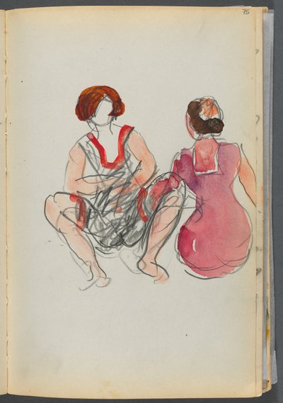 Livro de esboços - The Granite Shore Hotel, Rockport, página 075: Banhistas sentados de Maurice Prendergast