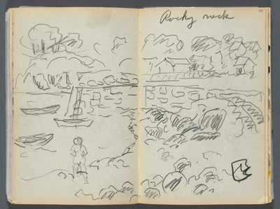 Sketchbook- The Granite Shore Hotel, Rockport, páginas 088 e 89: "Rocky Neck" de Maurice Prendergast