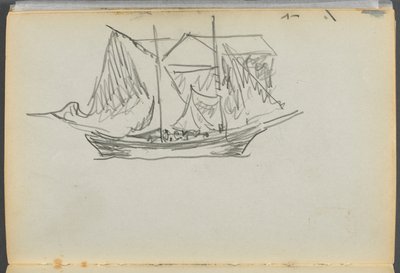 Livro de esboços - The Granite Shore Hotel, Rockport, página 098: Barco à vela de Maurice Prendergast