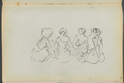 Sketchbook- The Granite Shore Hotel, Rockport, página 099: Figuras femininas sentadas de Maurice Prendergast