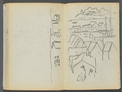 Livro de esboços - The Granite Shore Hotel, Rockport, páginas 174 e 175: Casas de Maurice Prendergast