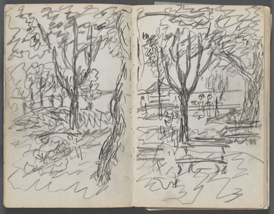 Sketchbook, The Dells, N° 127, página 008  9: Paisagem de Maurice Prendergast