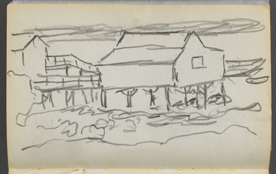 Sketchbook, The Dells, N° 127, página 014: Casa numa doca de Maurice Prendergast