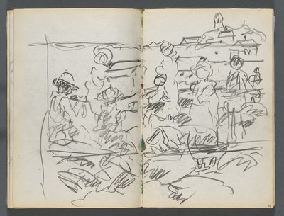 Sketchbook, The Dells, N° 127, página 098  99: Figuras numa paisagem de Maurice Prendergast