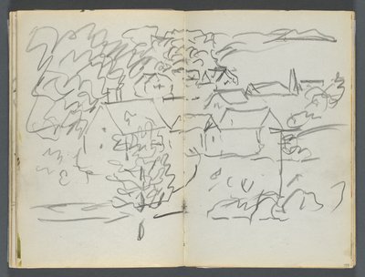 Sketchbook, The Dells, N° 127, página 108  109: Paisagem com casas de Maurice Prendergast