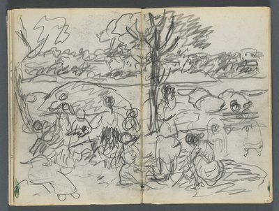 Sketchbook, The Dells, N° 127, página 116 e 117: Figura numa paisagem de Maurice Prendergast