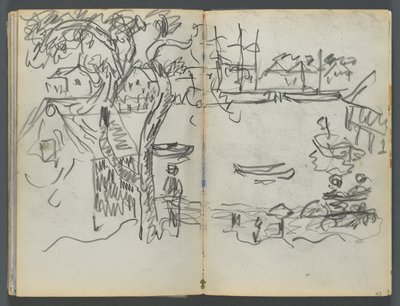 Sketchbook, The Dells, N° 127, página 162  163: Vista do porto de Maurice Prendergast