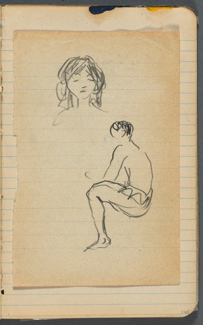 Caderno de esboços, folha solta entre as pgs. 144  145 de Maurice Prendergast