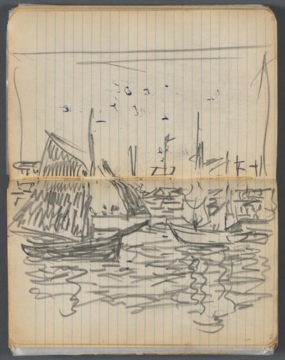 Sketchbook, página 056 57: Vista de barcos à vela de Maurice Prendergast